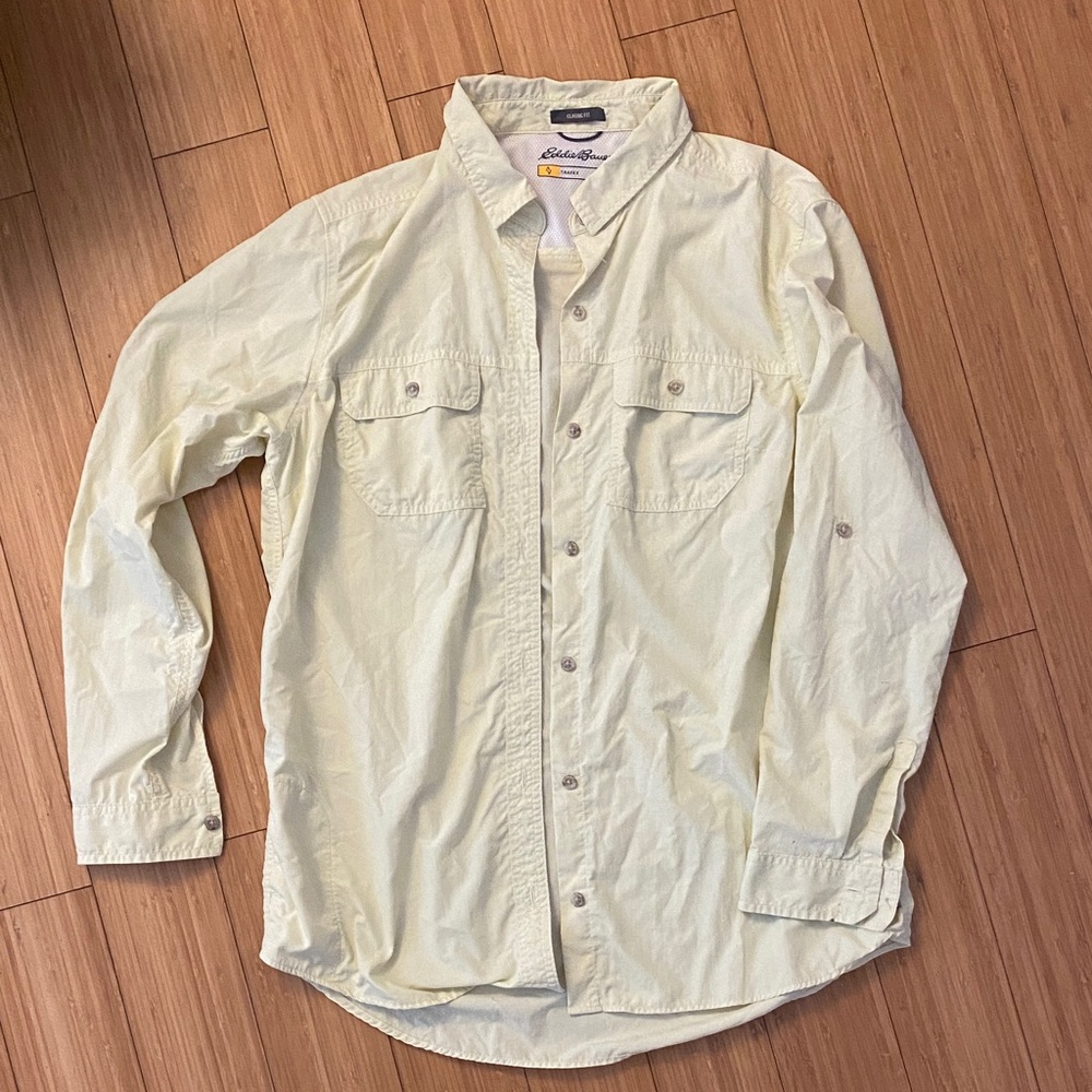 Eddie Bauer Womens Light Yellow Fishing Shirt